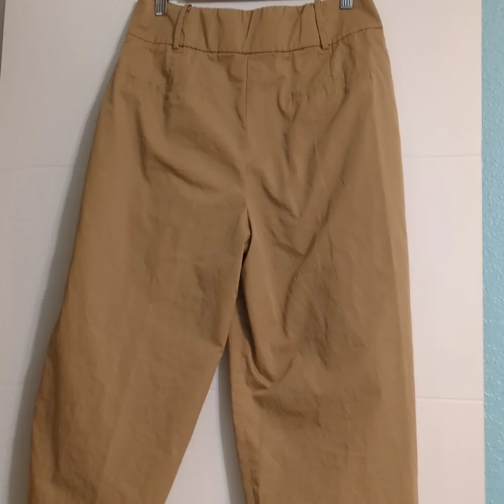 Anthropologie X Exquise Barell Leg Chino Tan High-Waisted Chic Trousers Sz M - Picture 9 of 12